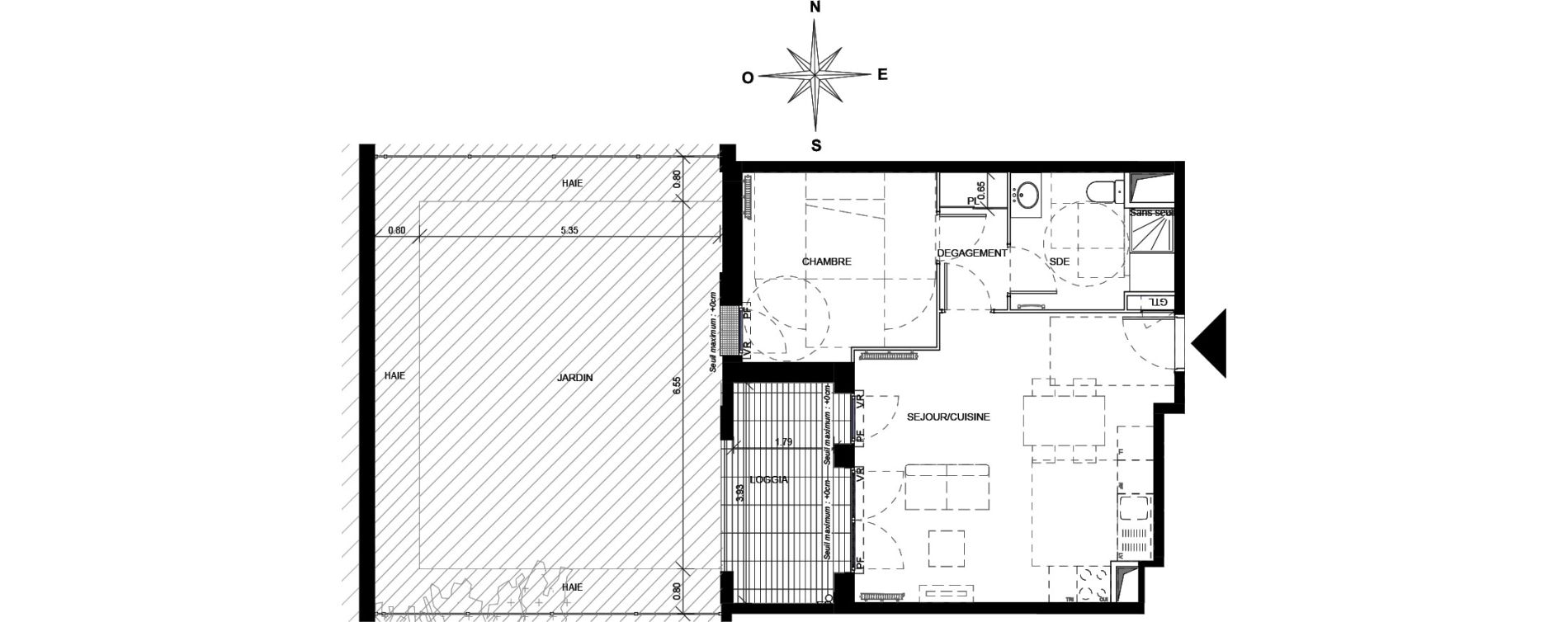 Appartement T2 de 47,24 m2 &agrave; Orly Carri&egrave;res - sentiers