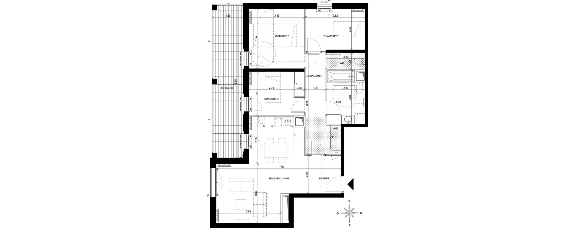 Appartement T4 de 80,53 m2 &agrave; Orly Carri&egrave;res - sentiers
