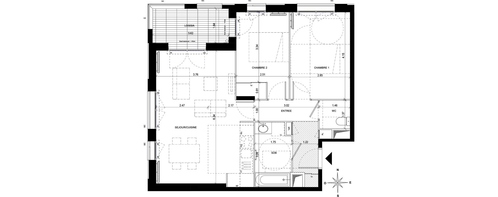 Appartement T3 de 63,71 m2 &agrave; Orly Carri&egrave;res - sentiers