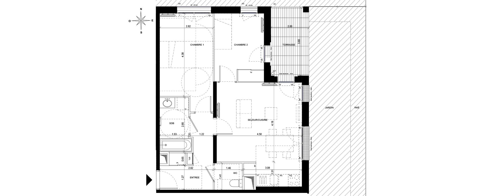 Appartement T3 de 59,00 m2 &agrave; Orly Carri&egrave;res - sentiers