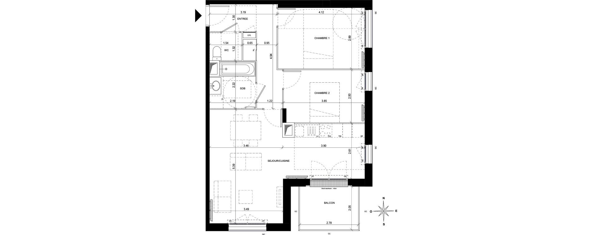 Appartement T3 de 65,29 m2 &agrave; Orly Carri&egrave;res - sentiers