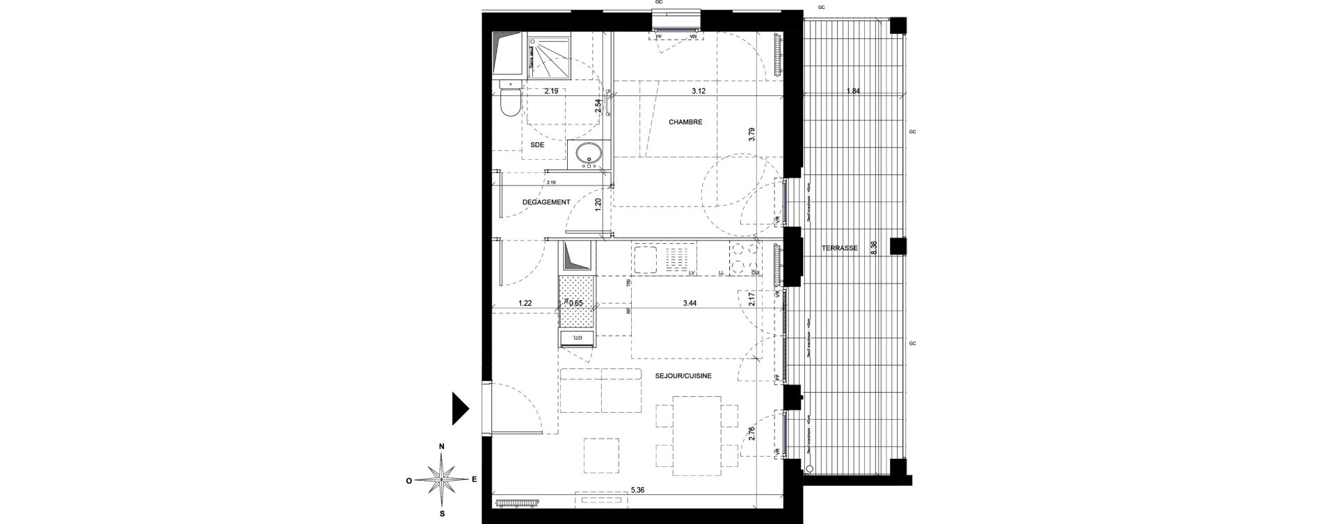 Appartement T2 de 45,13 m2 &agrave; Orly Carri&egrave;res - sentiers