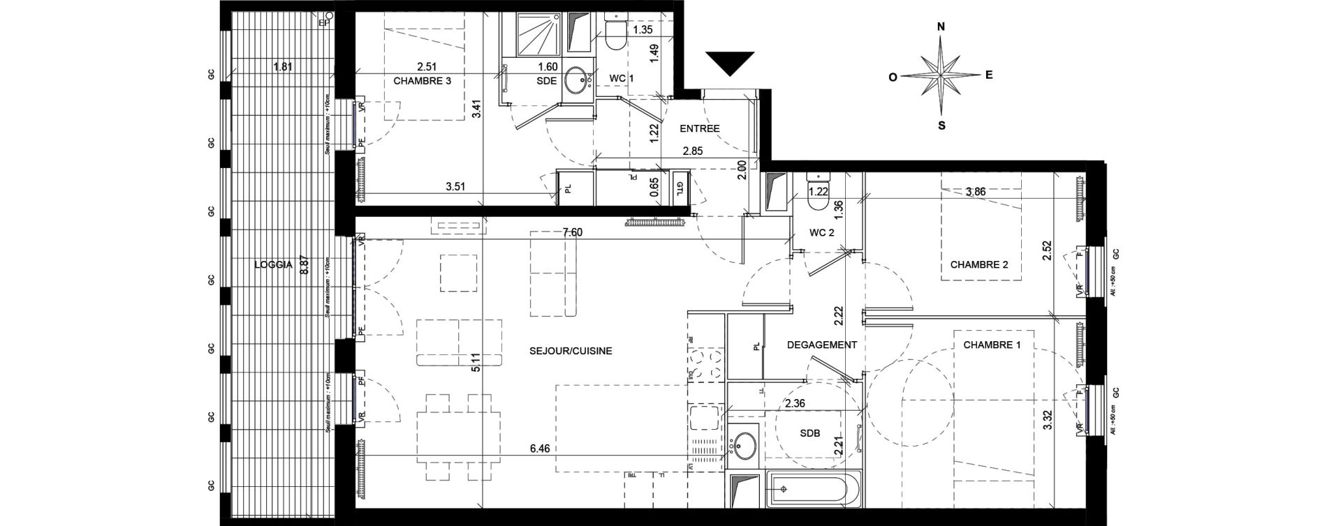 Appartement T4 de 88,74 m2 &agrave; Orly Carri&egrave;res - sentiers