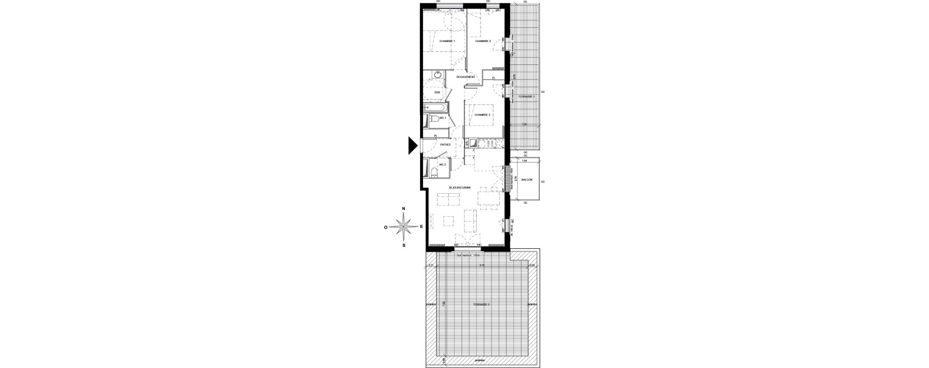 Appartement T4 de 83,35 m2 &agrave; Orly Carri&egrave;res - sentiers