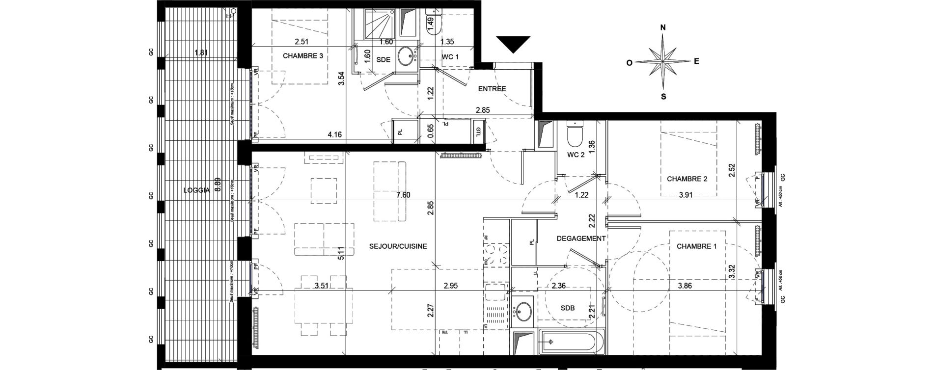 Appartement T4 de 88,74 m2 &agrave; Orly Carri&egrave;res - sentiers