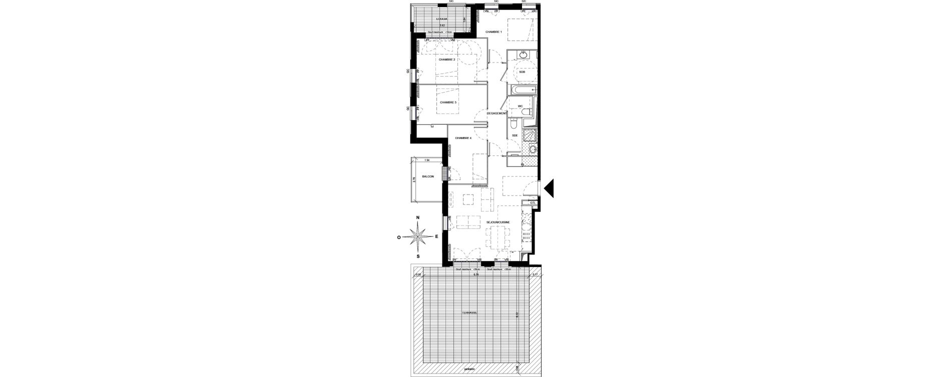 Appartement T5 de 95,75 m2 &agrave; Orly Carri&egrave;res - sentiers