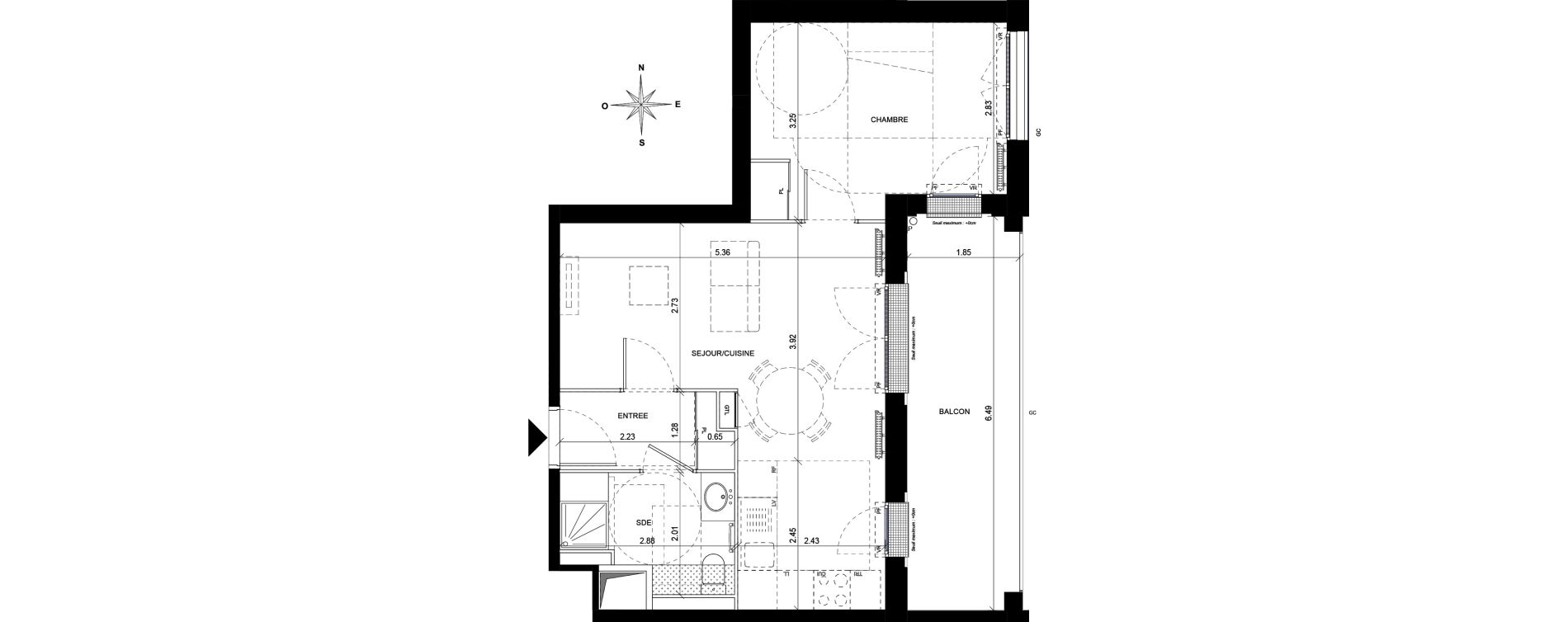 Appartement T2 de 45,04 m2 &agrave; Orly Carri&egrave;res - sentiers