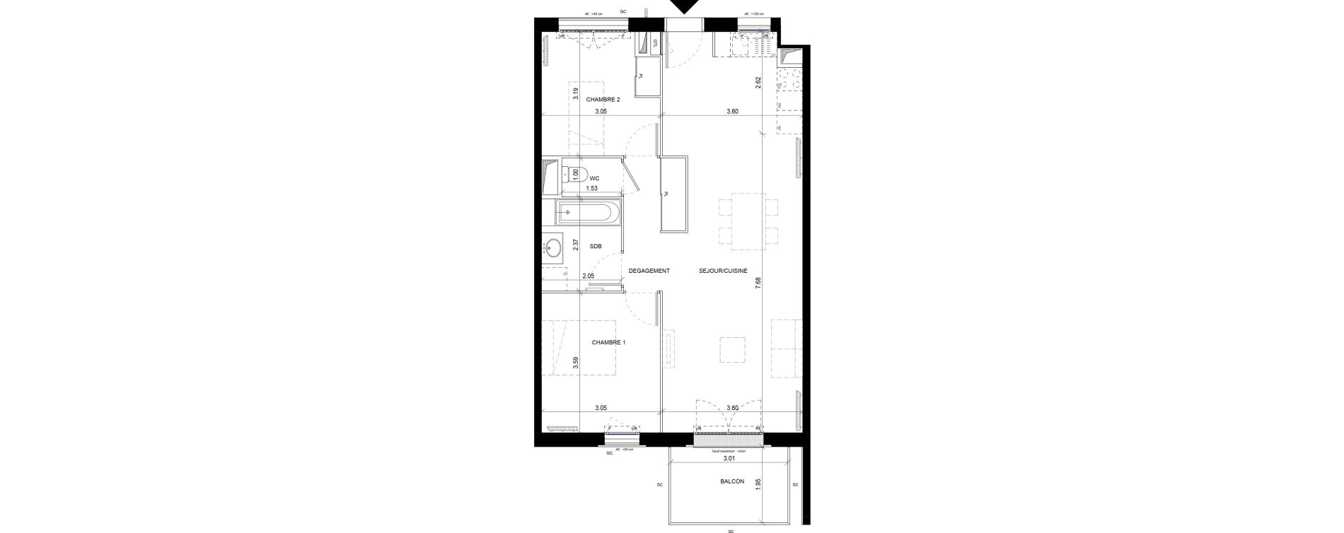 Appartement T3 de 66,31 m2 &agrave; Orly Carri&egrave;res - sentiers