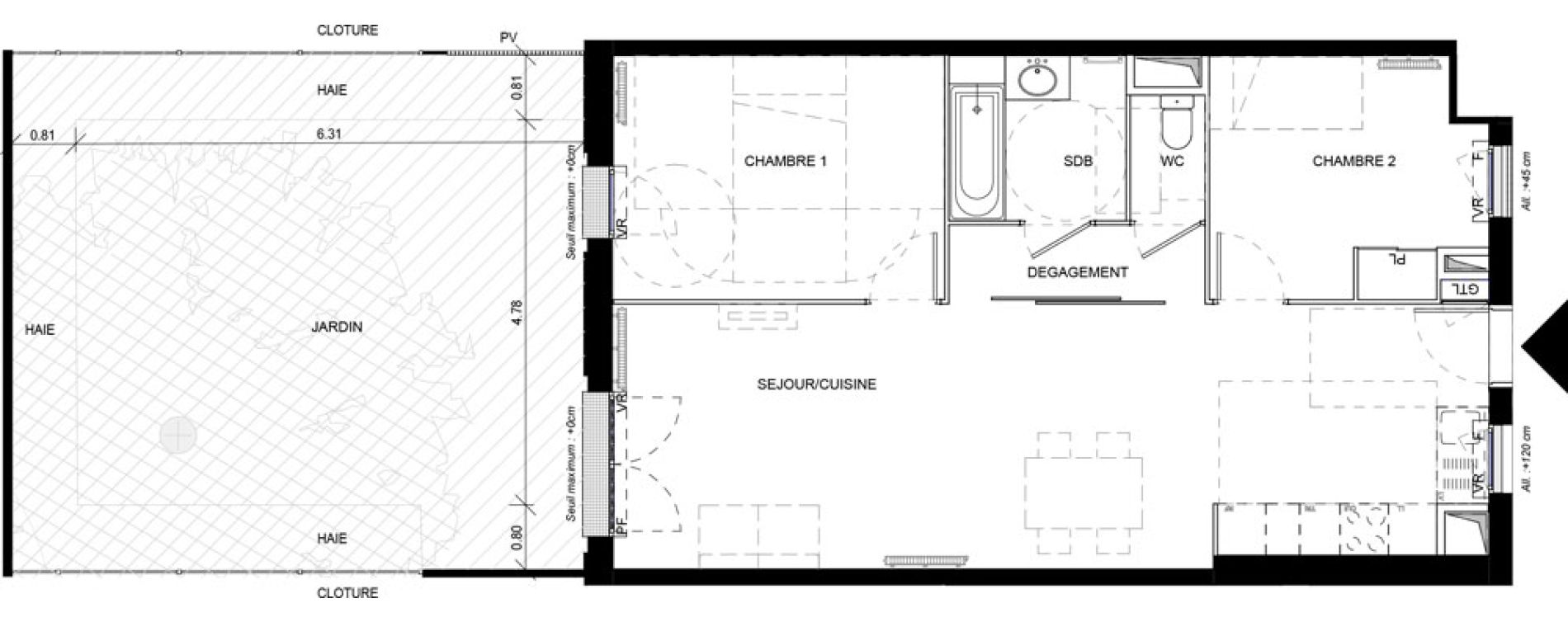 Appartement T3 de 65,81 m2 &agrave; Orly Carri&egrave;res - sentiers