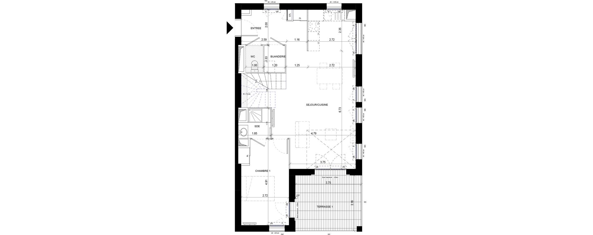 Duplex T6 de 117,78 m2 &agrave; Orly Carri&egrave;res - sentiers