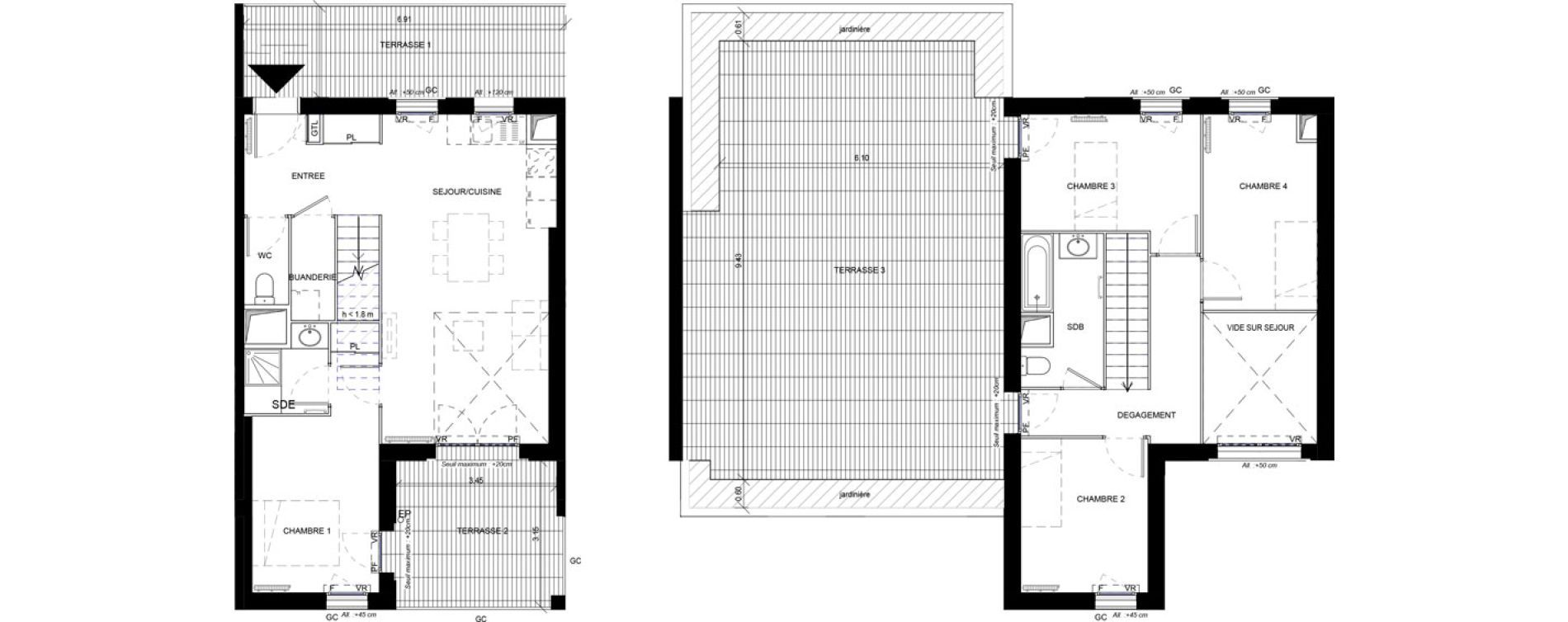 Duplex T5 de 92,33 m2 &agrave; Orly Carri&egrave;res - sentiers