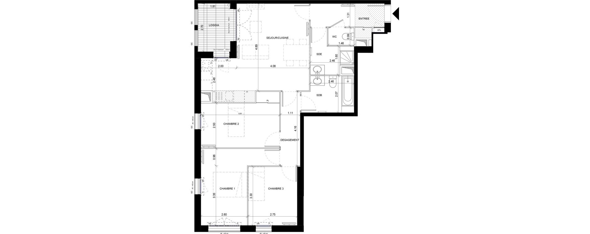 Appartement T4 de 81,34 m2 &agrave; Orly Carri&egrave;res - sentiers