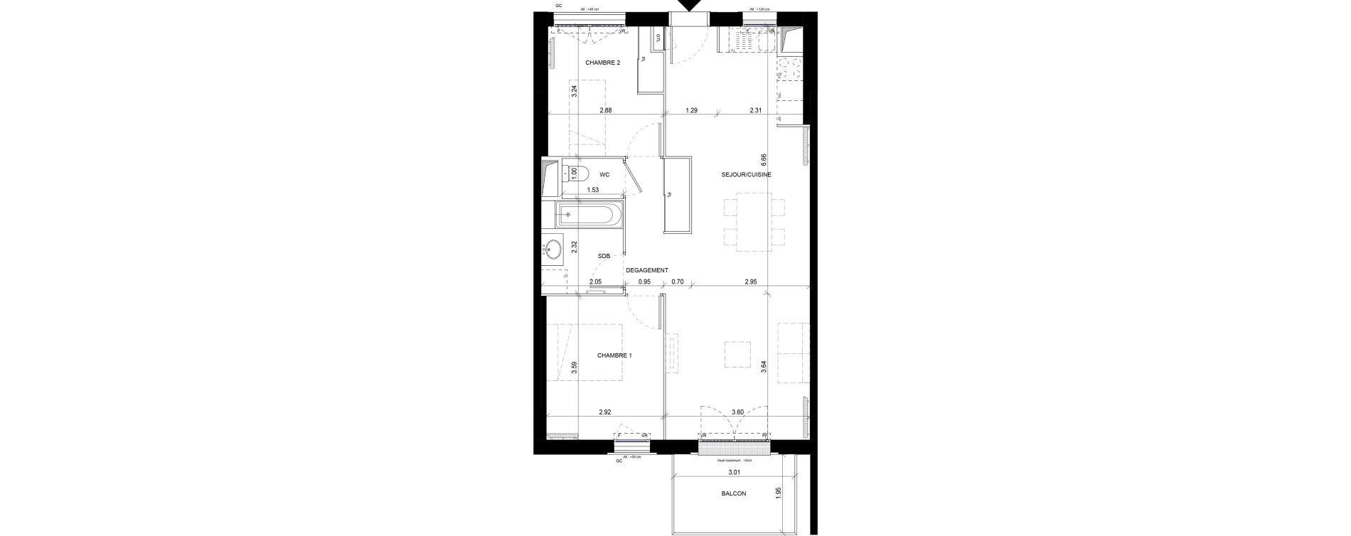 Appartement T3 de 65,15 m2 &agrave; Orly Carri&egrave;res - sentiers