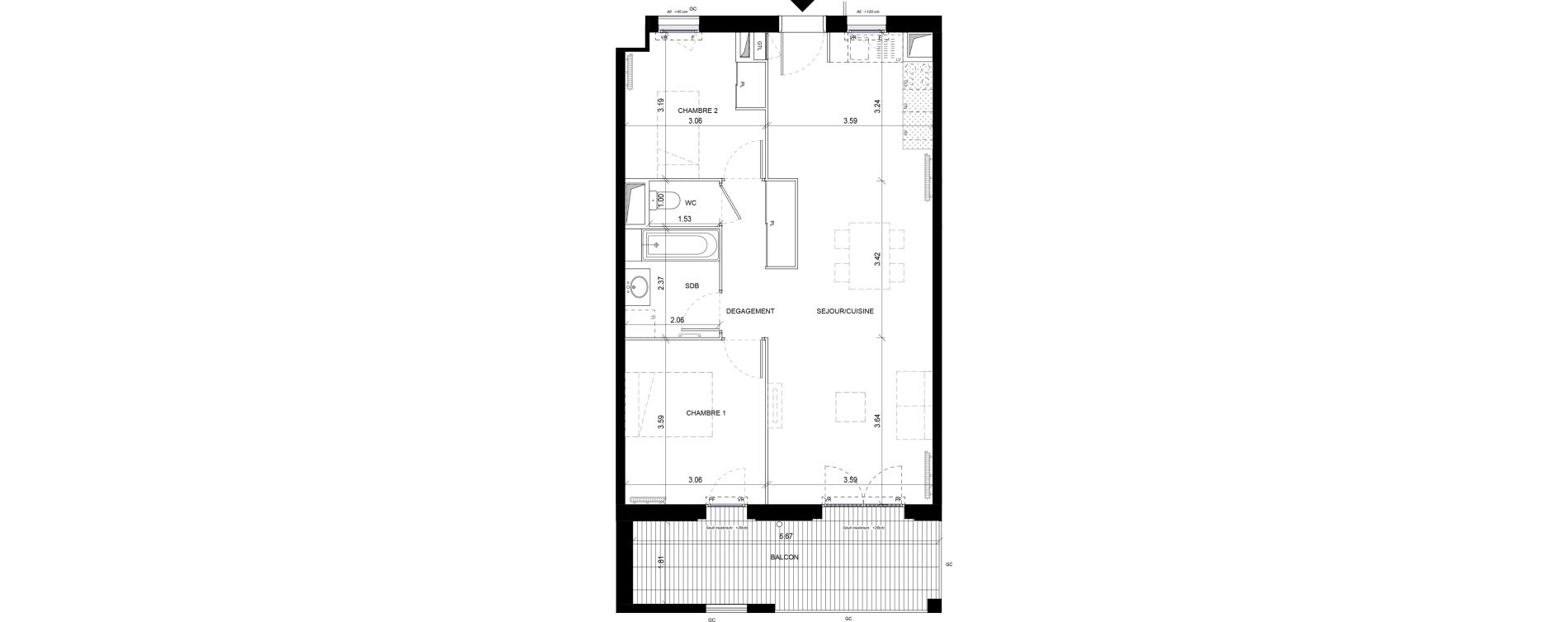 Appartement T3 de 66,27 m2 &agrave; Orly Carri&egrave;res - sentiers