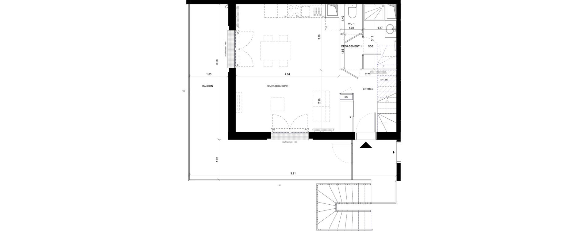 Duplex T4 de 84,07 m2 &agrave; Orly Carri&egrave;res - sentiers