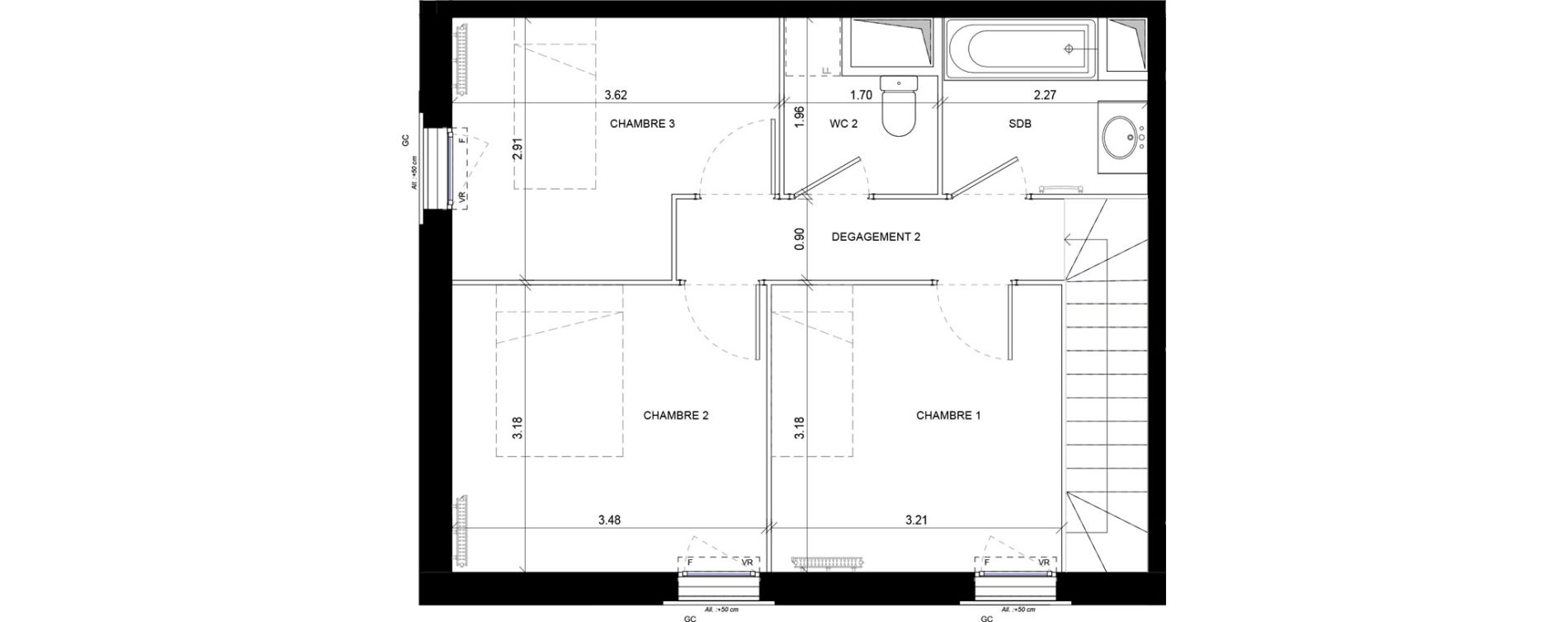Duplex T4 de 84,07 m2 &agrave; Orly Carri&egrave;res - sentiers