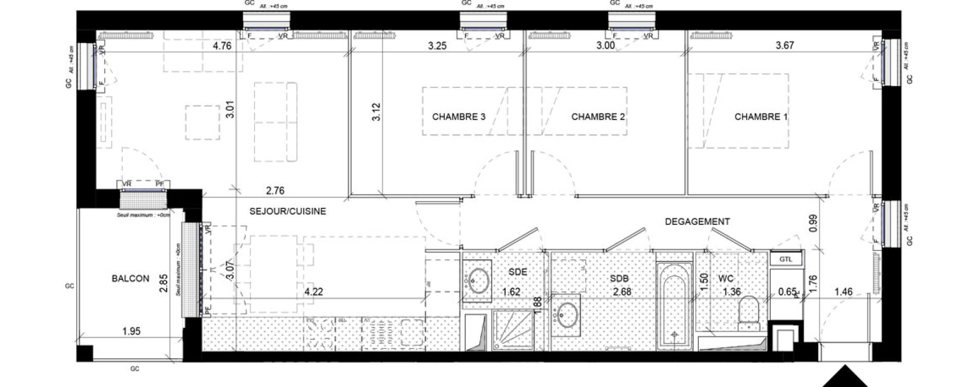 Appartement T4 de 80,50 m2 &agrave; Orly Carri&egrave;res - sentiers