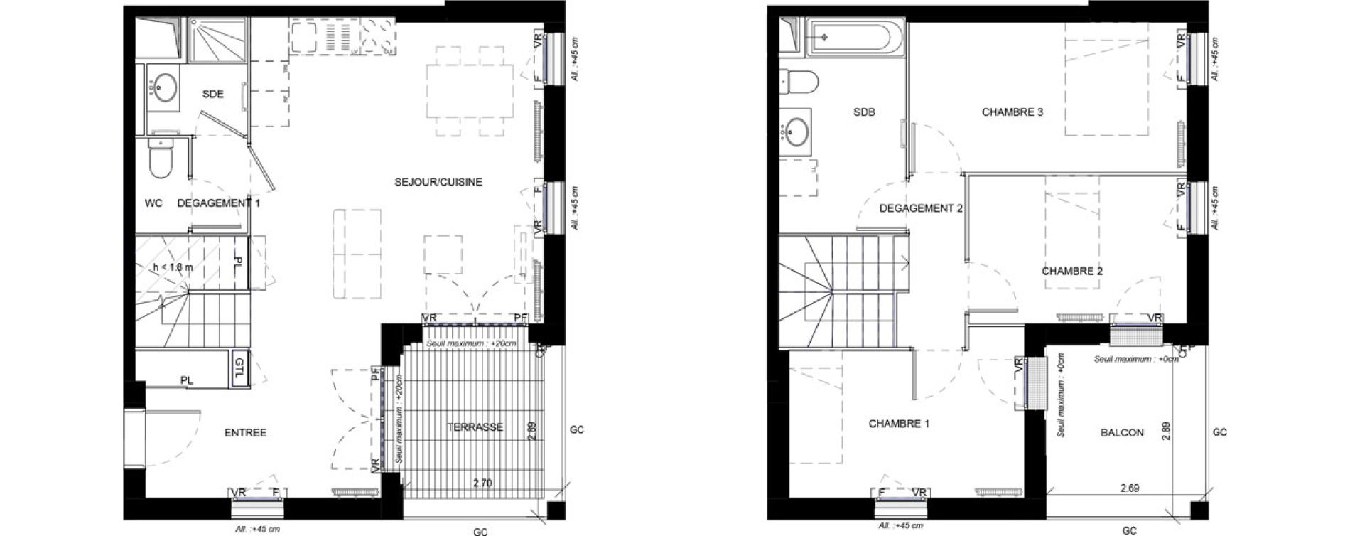 Duplex T4 de 84,38 m2 &agrave; Orly Carri&egrave;res - sentiers