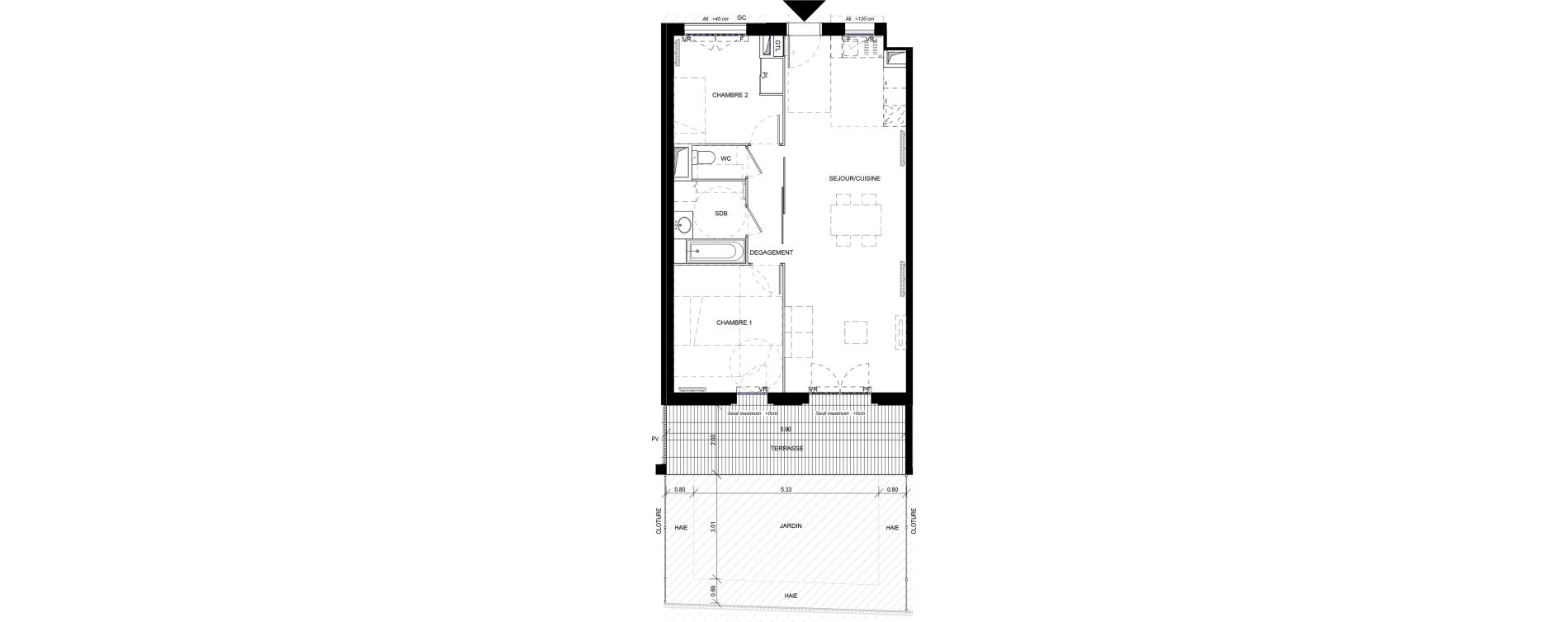 Appartement T3 de 66,34 m2 &agrave; Orly Carri&egrave;res - sentiers