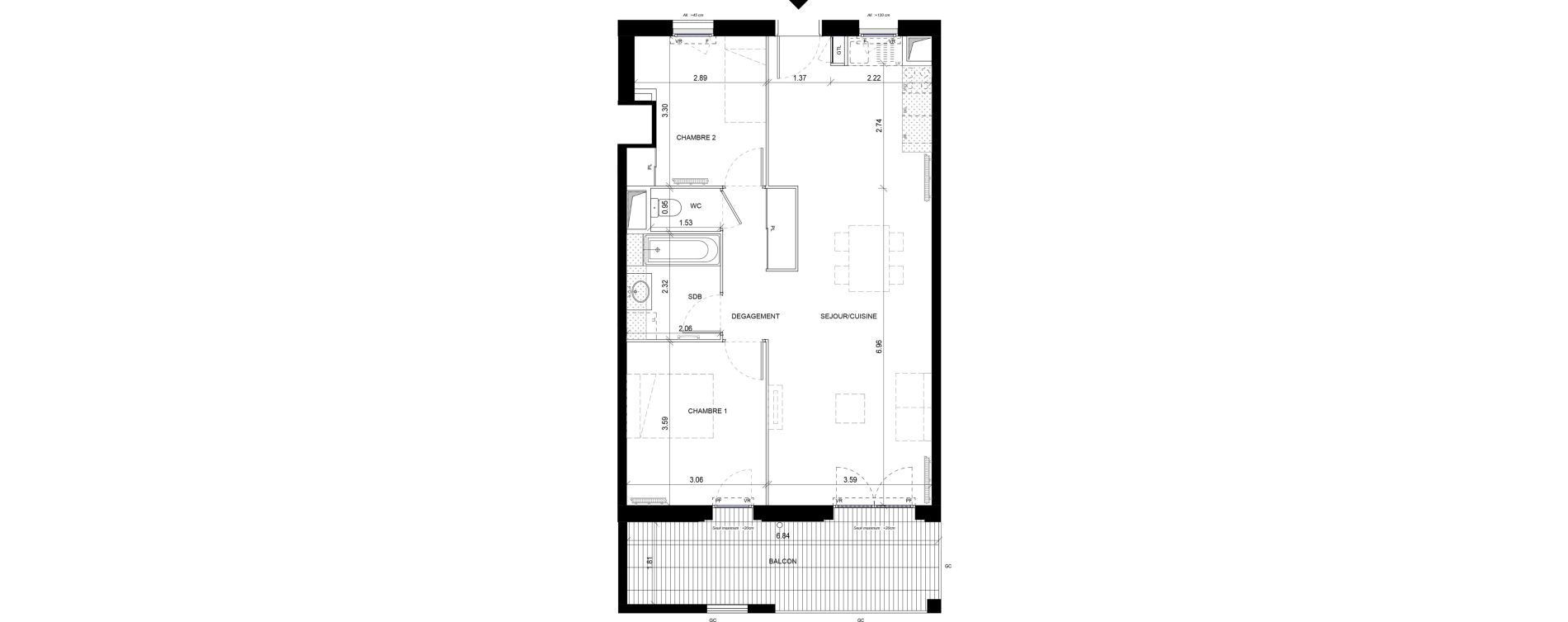 Appartement T3 de 65,72 m2 &agrave; Orly Carri&egrave;res - sentiers