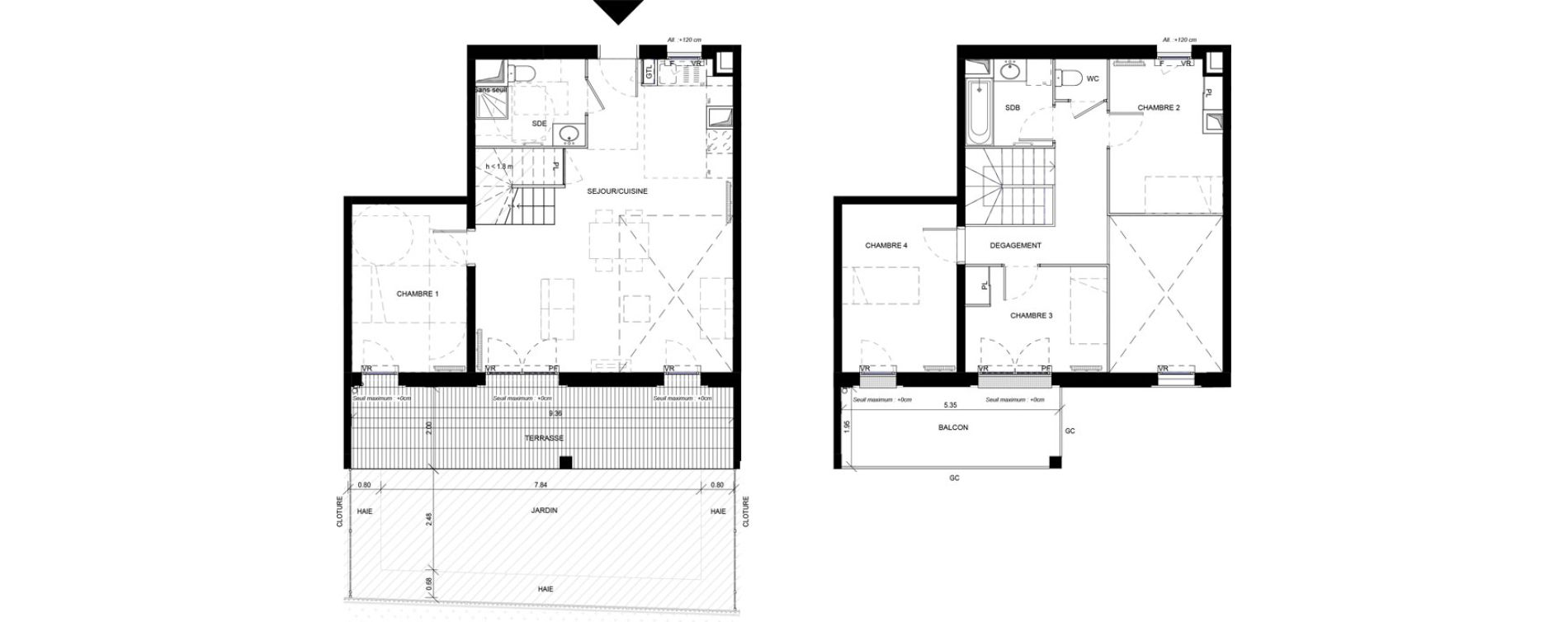 Appartement T5 de 99,03 m2 &agrave; Orly Carri&egrave;res - sentiers