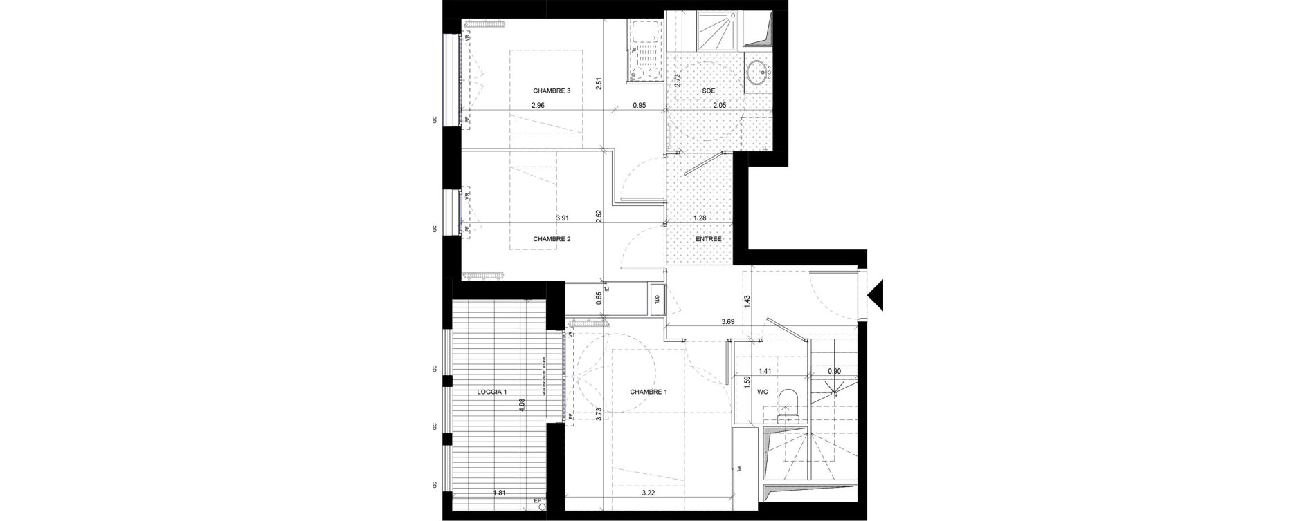 Duplex T5 de 102,53 m2 &agrave; Orly Carri&egrave;res - sentiers
