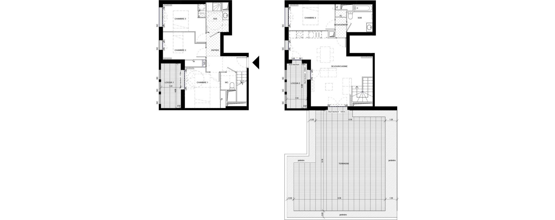 Duplex T5 de 102,53 m2 &agrave; Orly Carri&egrave;res - sentiers