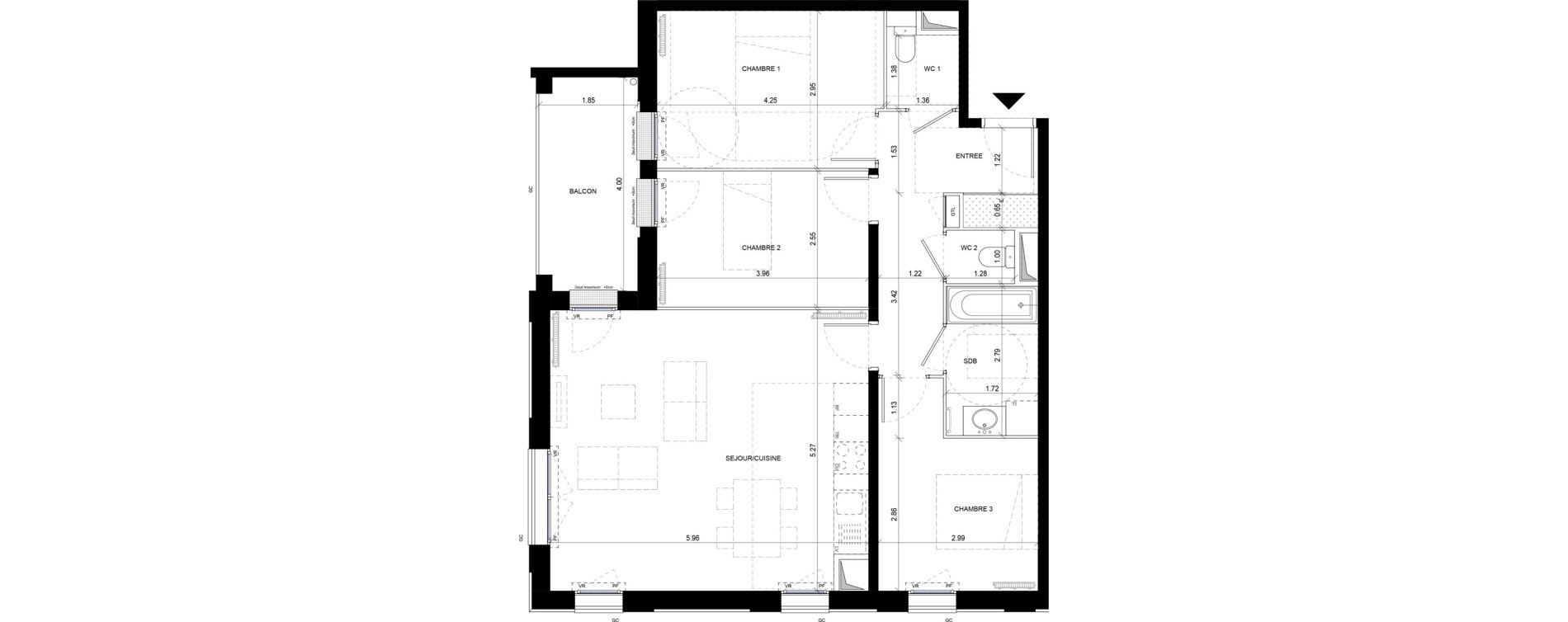 Appartement T4 de 80,72 m2 &agrave; Orly Carri&egrave;res - sentiers