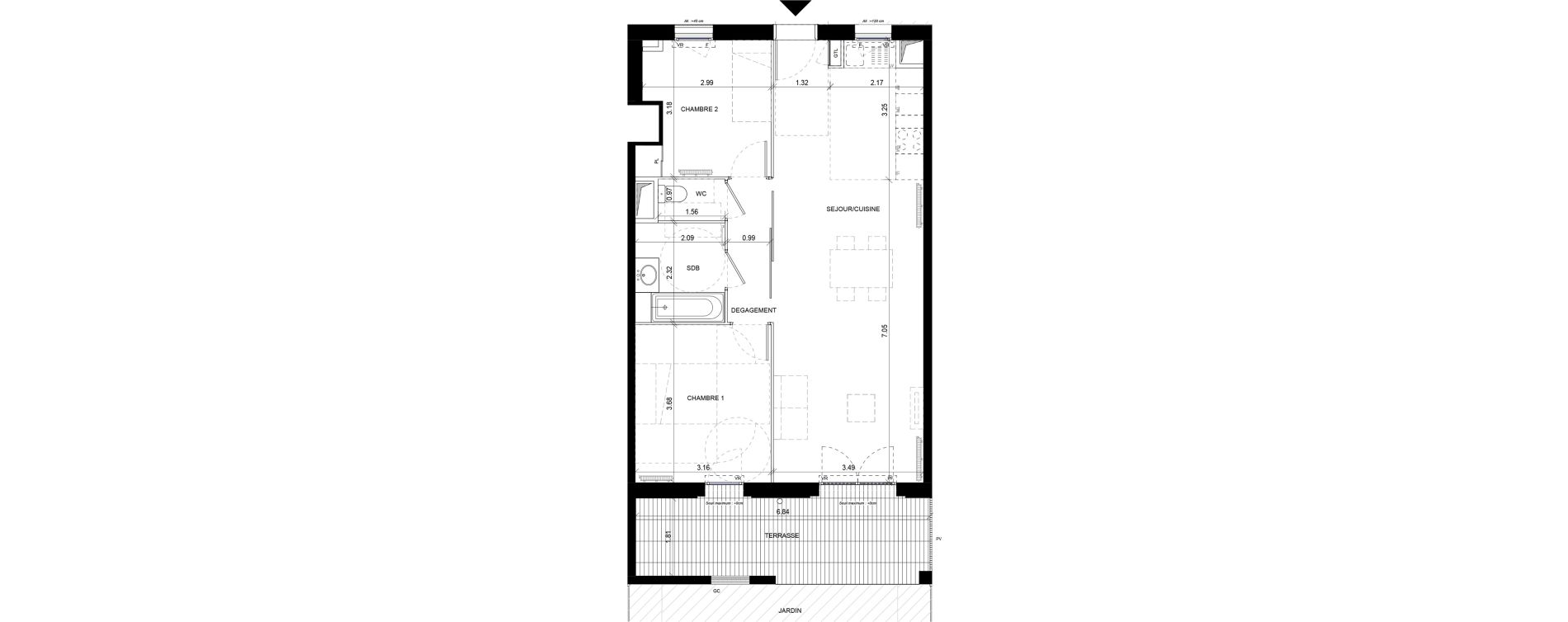 Appartement T3 de 65,71 m2 &agrave; Orly Carri&egrave;res - sentiers