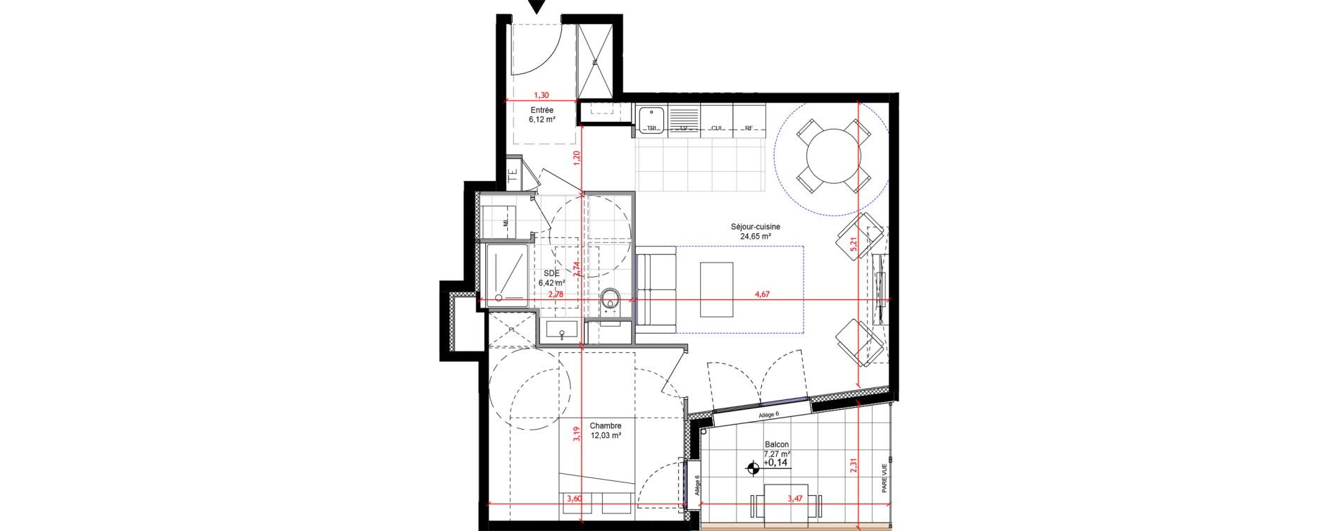 Appartement T2 de 49,22 m2 &agrave; Orly Carri&egrave;res - sentiers