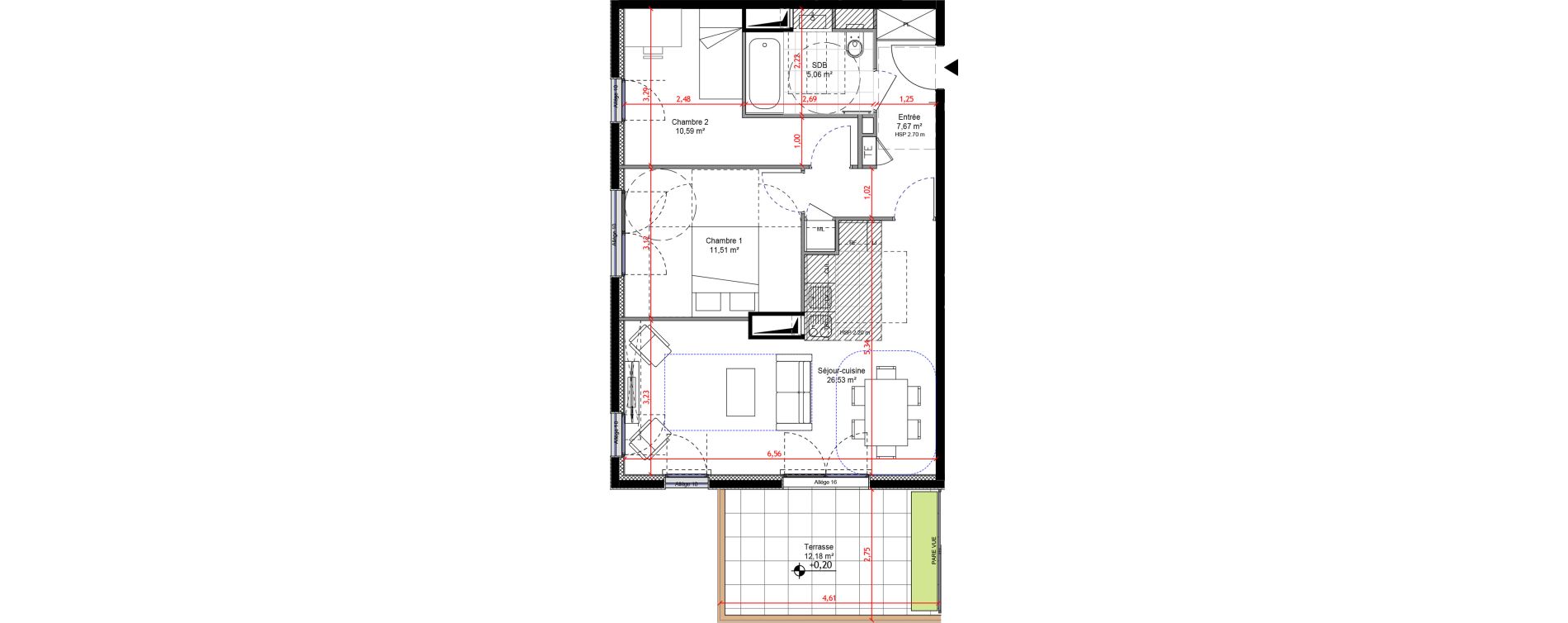 Appartement T3 de 61,36 m2 &agrave; Orly Carri&egrave;res - sentiers