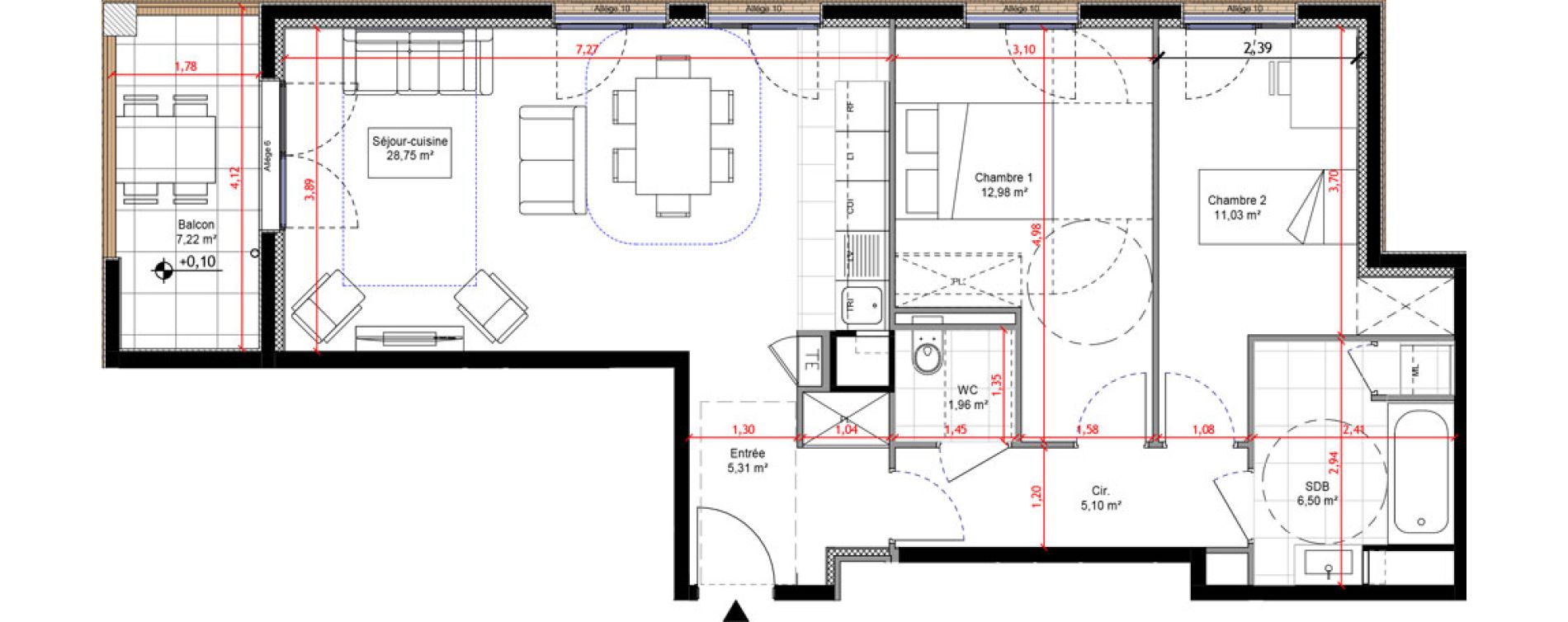 Appartement T3 de 71,62 m2 &agrave; Orly Carri&egrave;res - sentiers