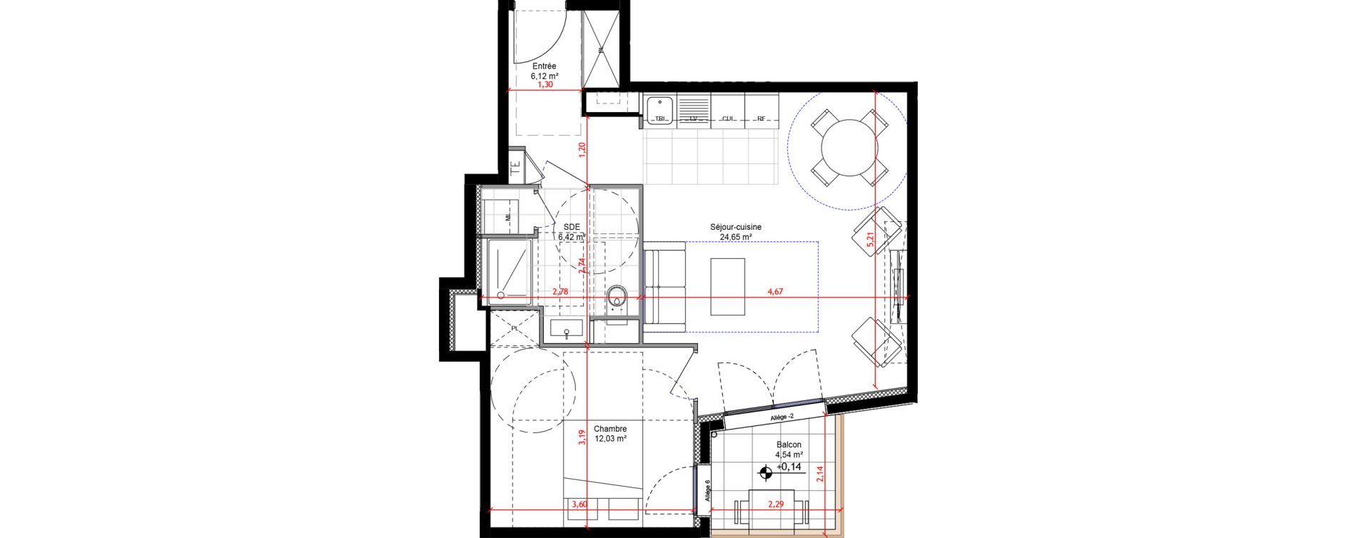 Appartement T2 de 49,22 m2 &agrave; Orly Carri&egrave;res - sentiers