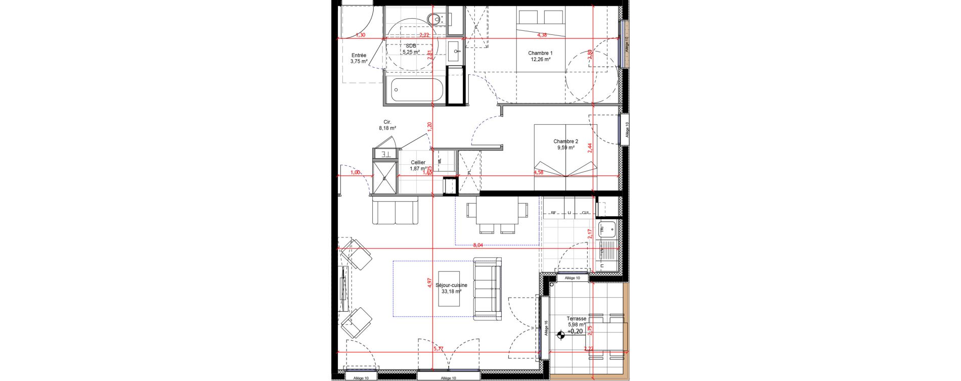 Appartement T3 de 74,08 m2 &agrave; Orly Carri&egrave;res - sentiers