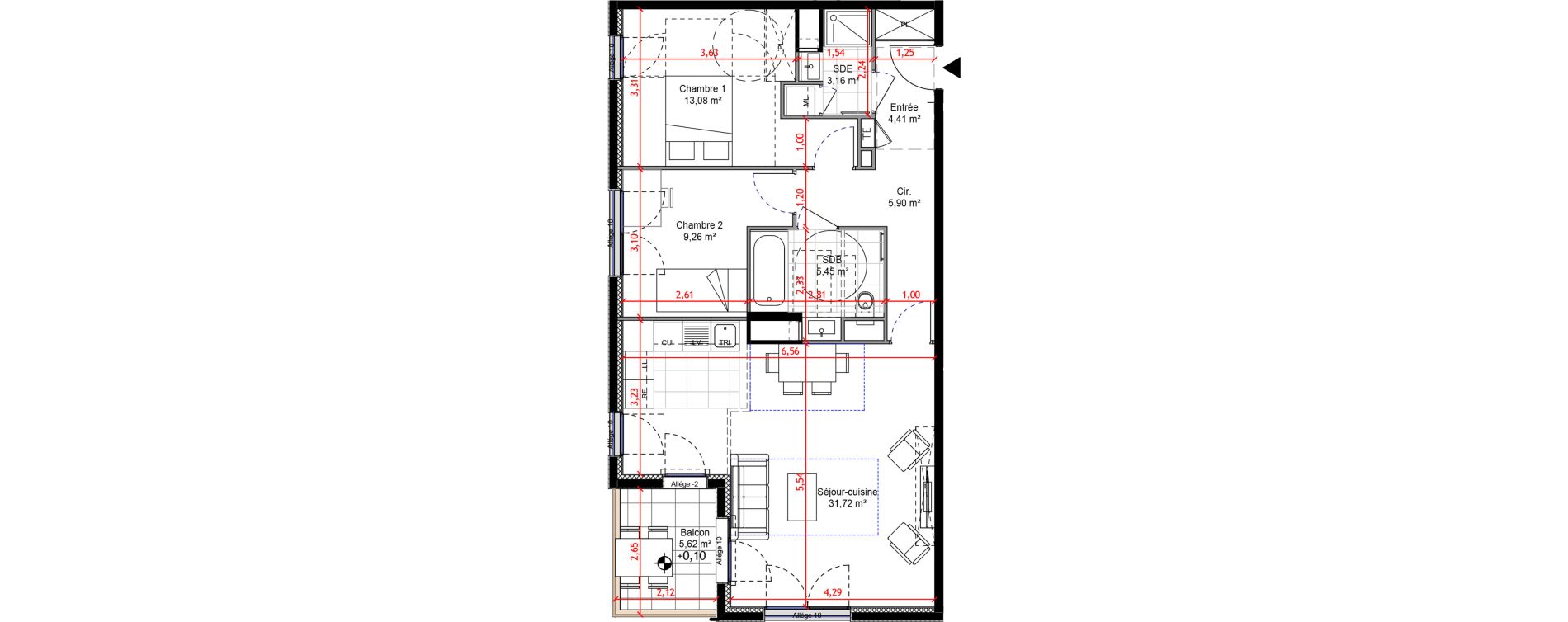 Appartement T3 de 72,98 m2 &agrave; Orly Carri&egrave;res - sentiers