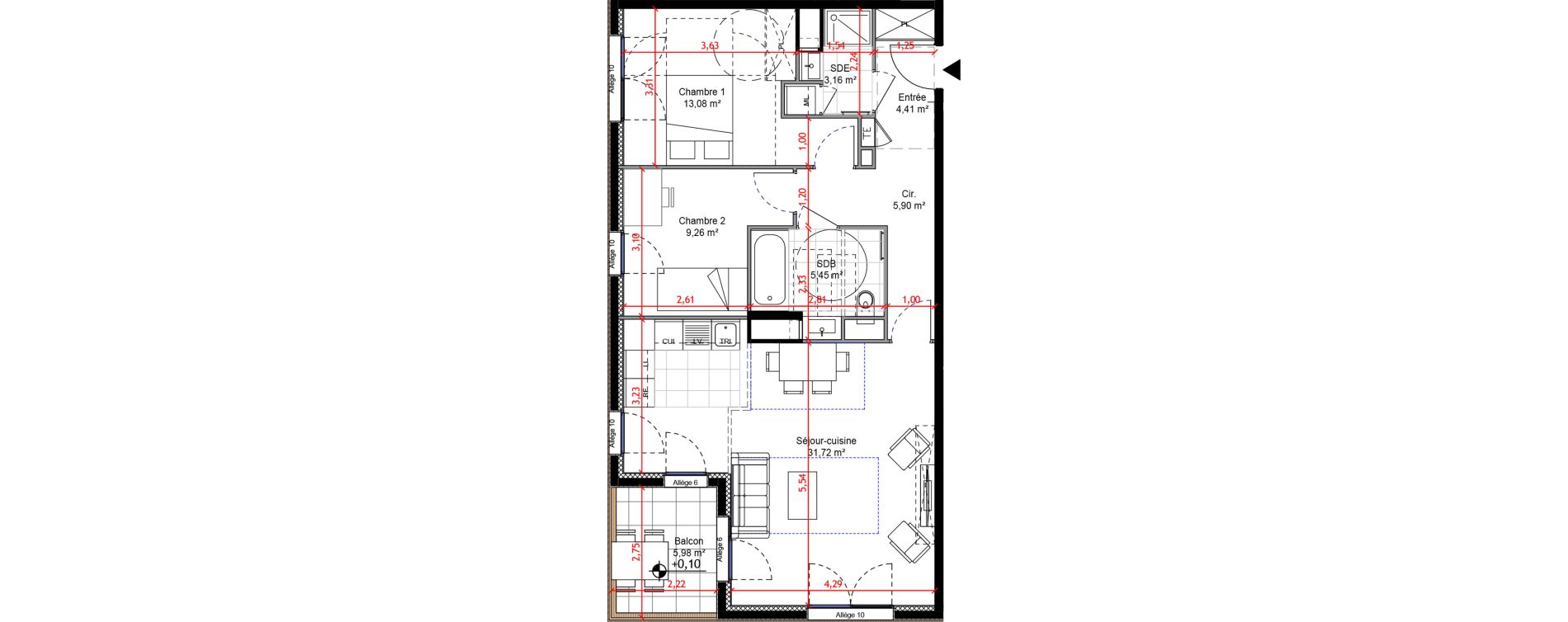 Appartement T3 de 72,98 m2 &agrave; Orly Carri&egrave;res - sentiers