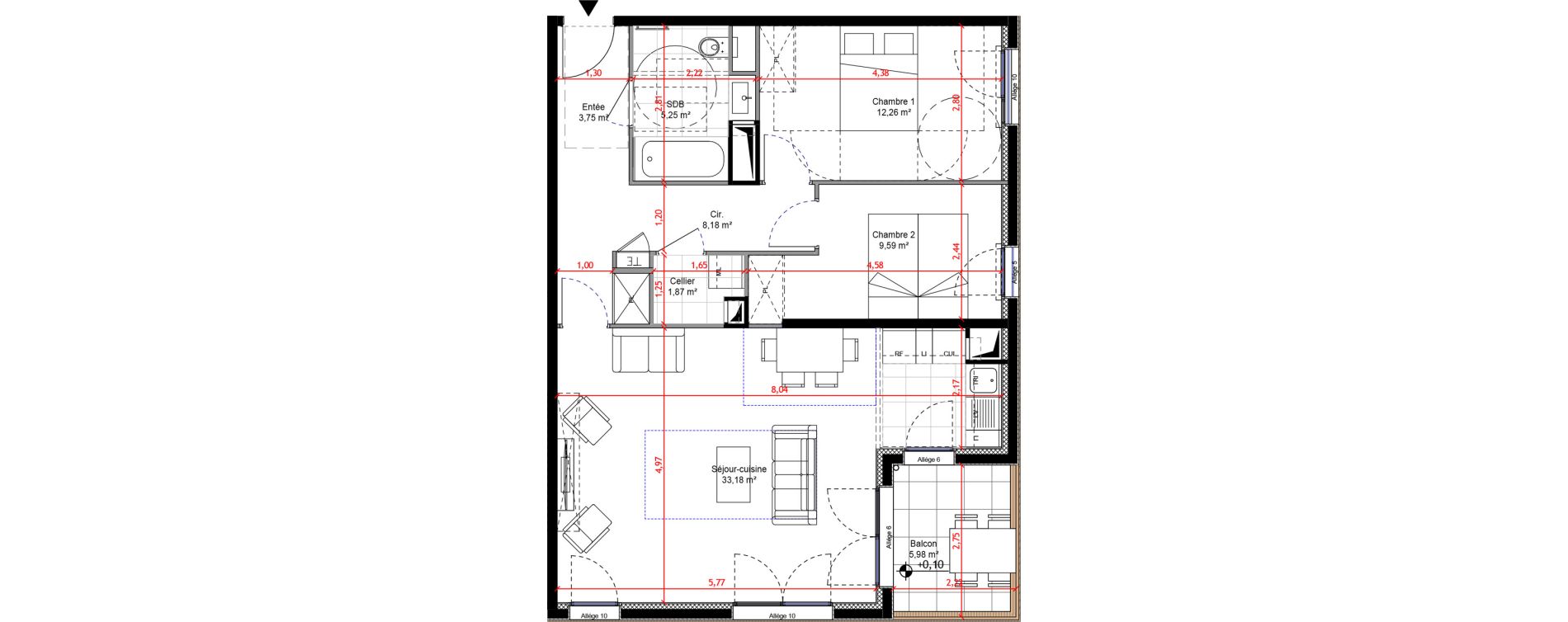 Appartement T3 de 74,08 m2 &agrave; Orly Carri&egrave;res - sentiers