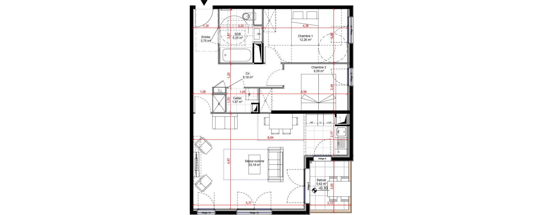 Appartement T3 de 74,08 m2 &agrave; Orly Carri&egrave;res - sentiers