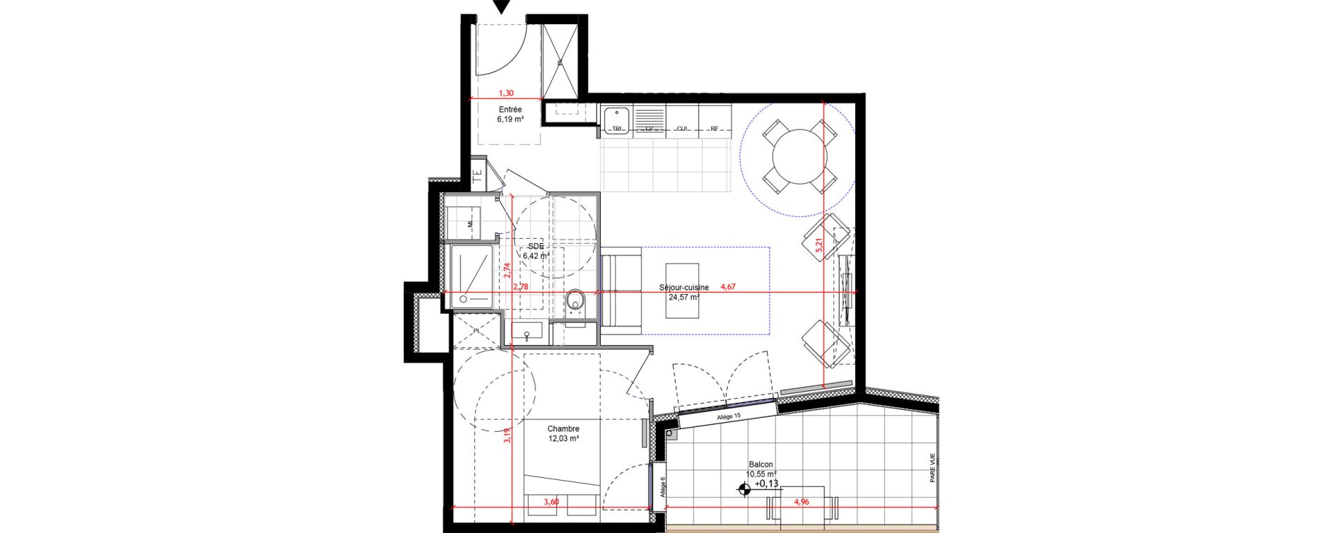 Appartement T2 de 49,22 m2 &agrave; Orly Carri&egrave;res - sentiers