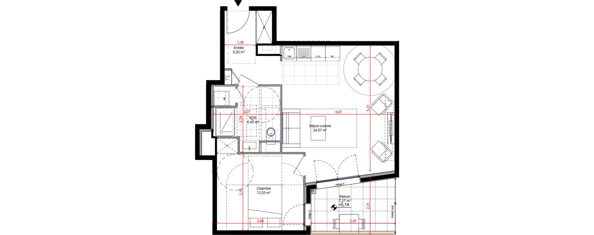 Appartement T2 de 49,21 m2 &agrave; Orly Carri&egrave;res - sentiers