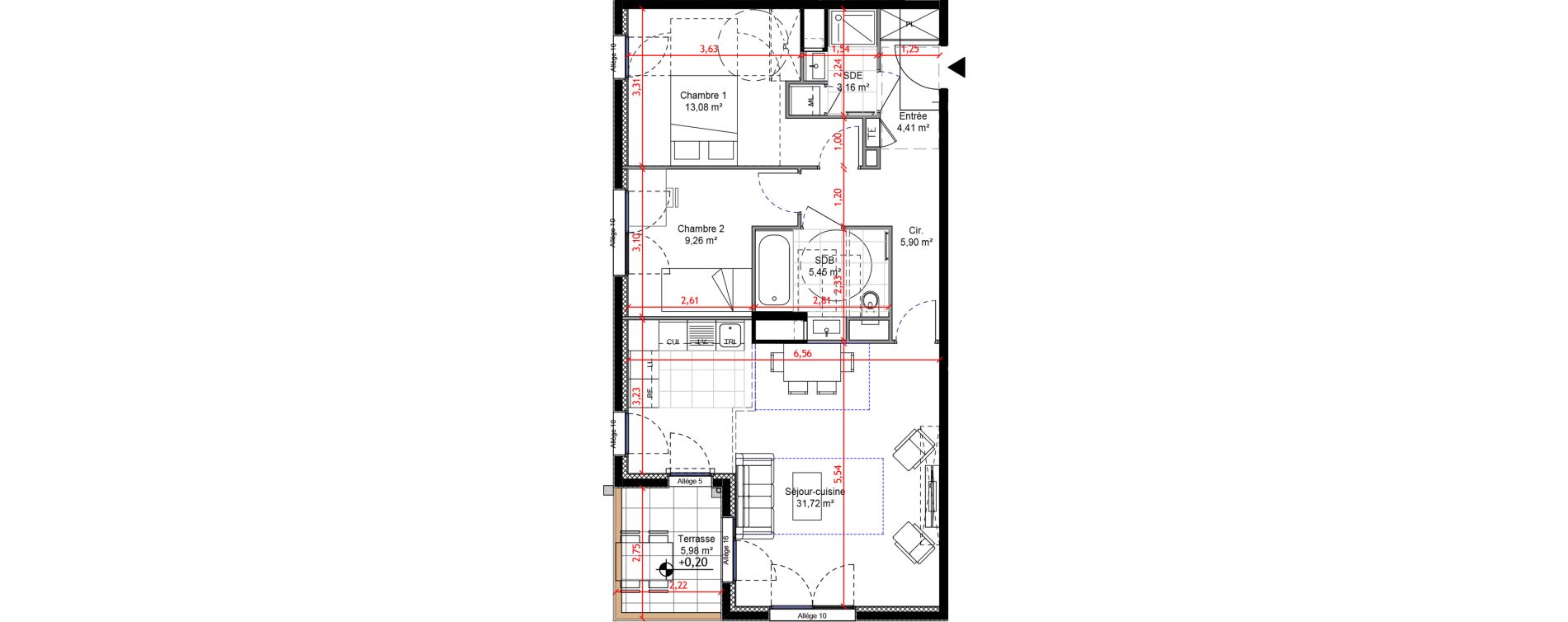 Appartement T3 de 72,98 m2 &agrave; Orly Carri&egrave;res - sentiers