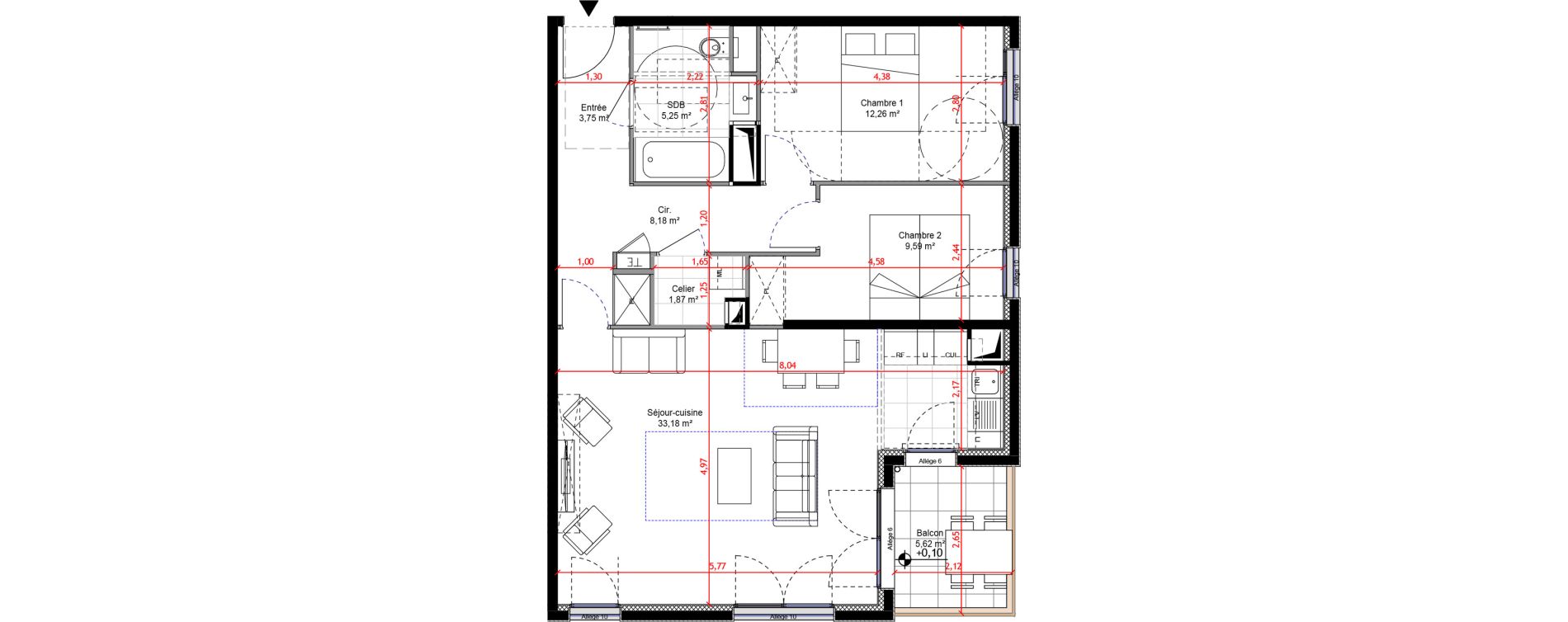 Appartement T3 de 74,08 m2 &agrave; Orly Carri&egrave;res - sentiers