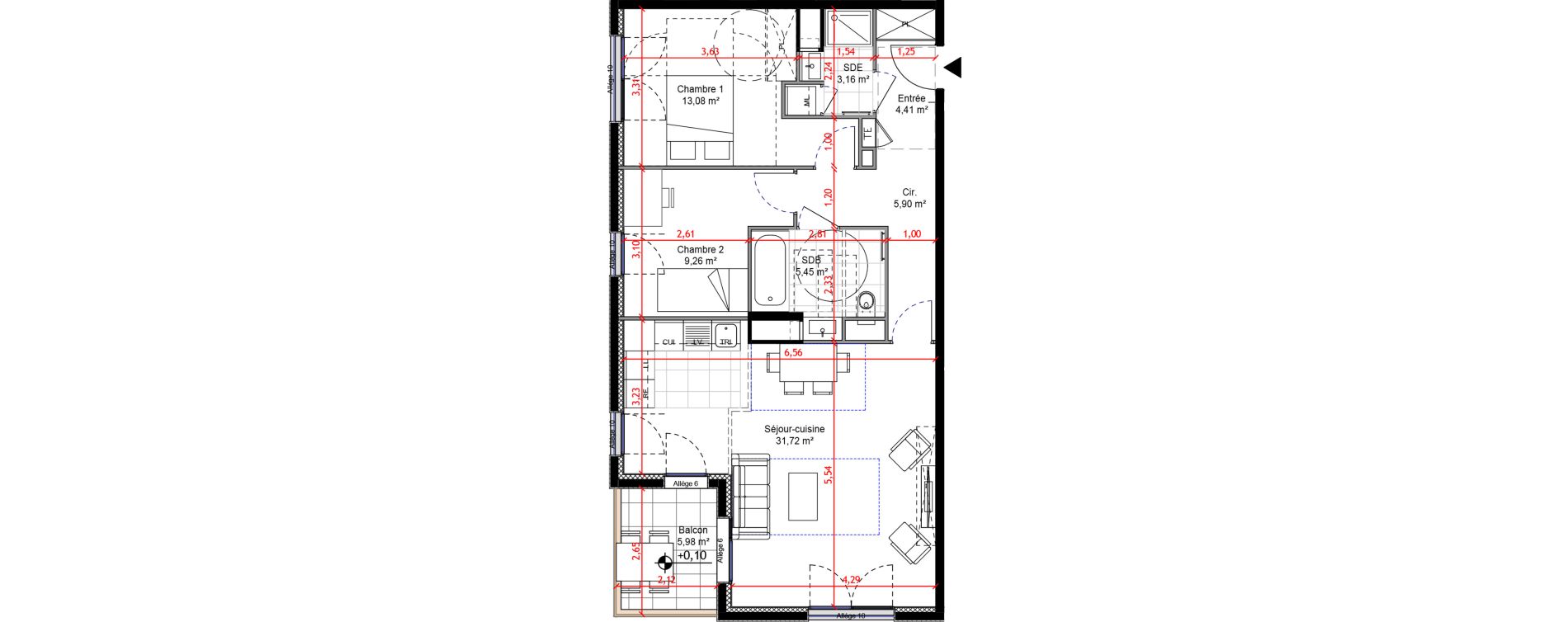 Appartement T3 de 72,98 m2 &agrave; Orly Carri&egrave;res - sentiers