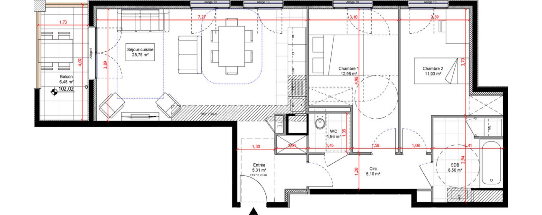 Appartement T3 de 71,62 m2 &agrave; Orly Carri&egrave;res - sentiers