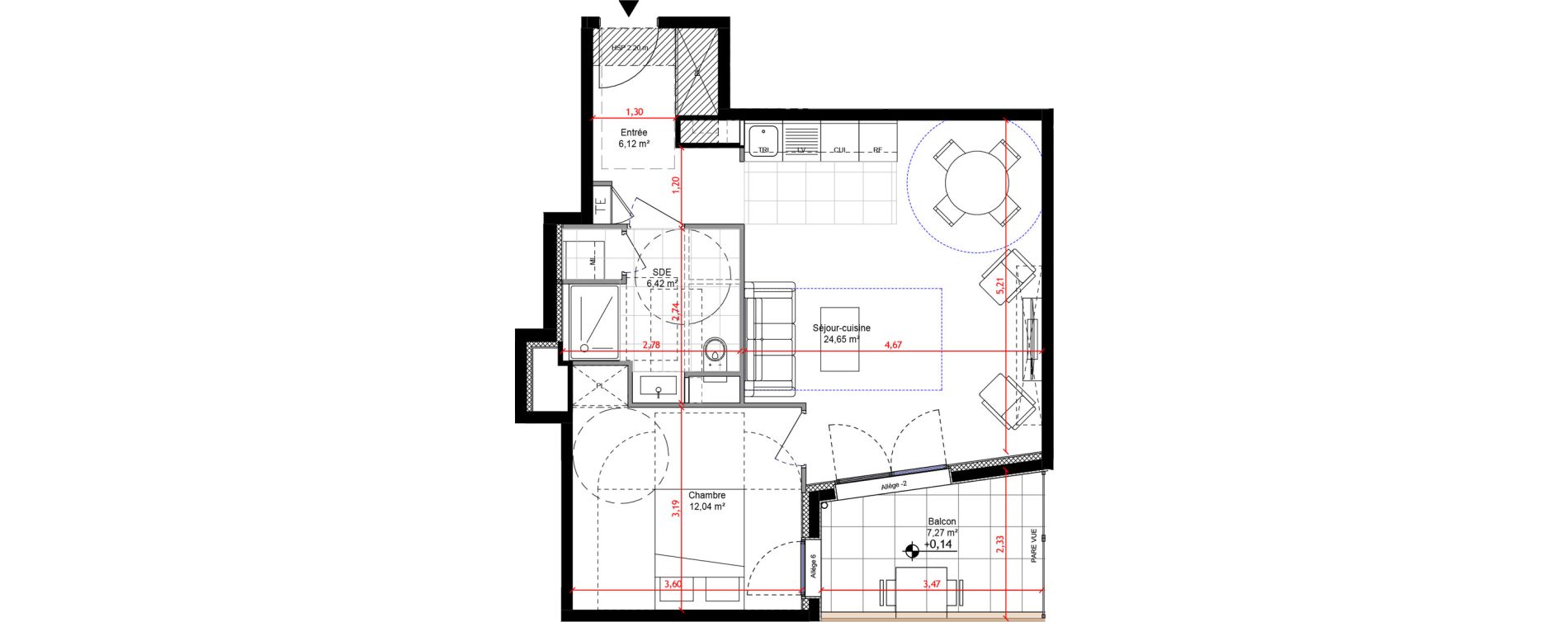 Appartement T2 de 49,23 m2 &agrave; Orly Carri&egrave;res - sentiers