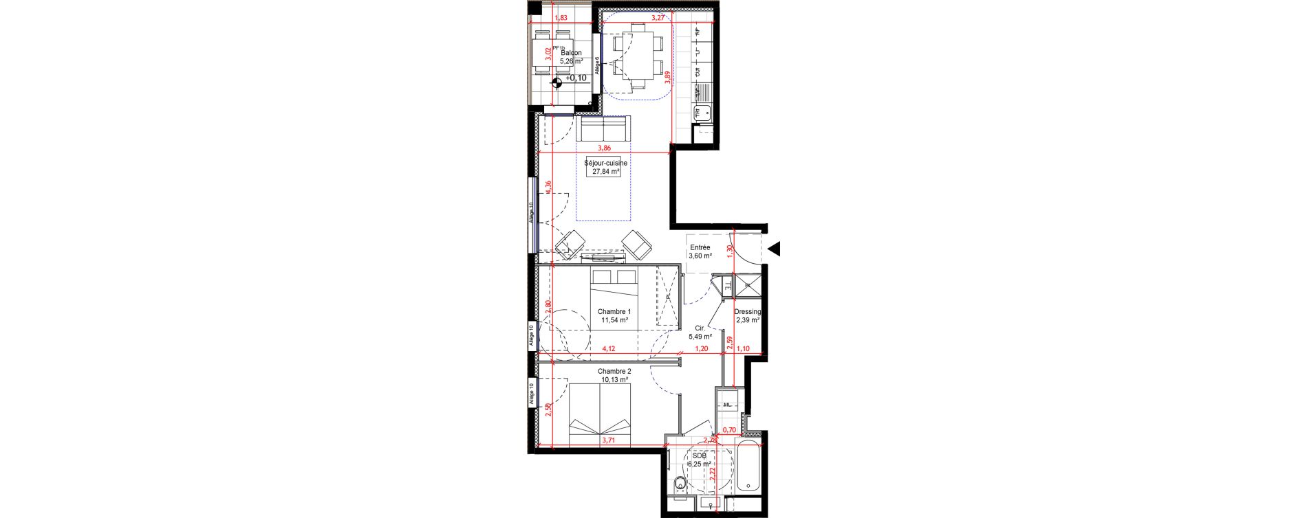 Appartement T3 de 67,24 m2 &agrave; Orly Carri&egrave;res - sentiers