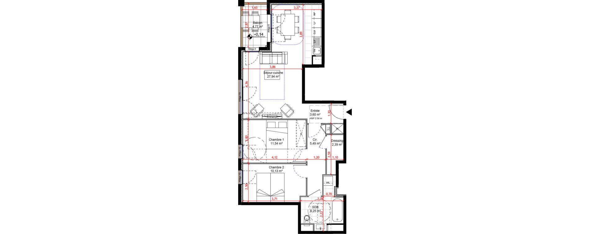 Appartement T3 de 67,35 m2 &agrave; Orly Carri&egrave;res - sentiers