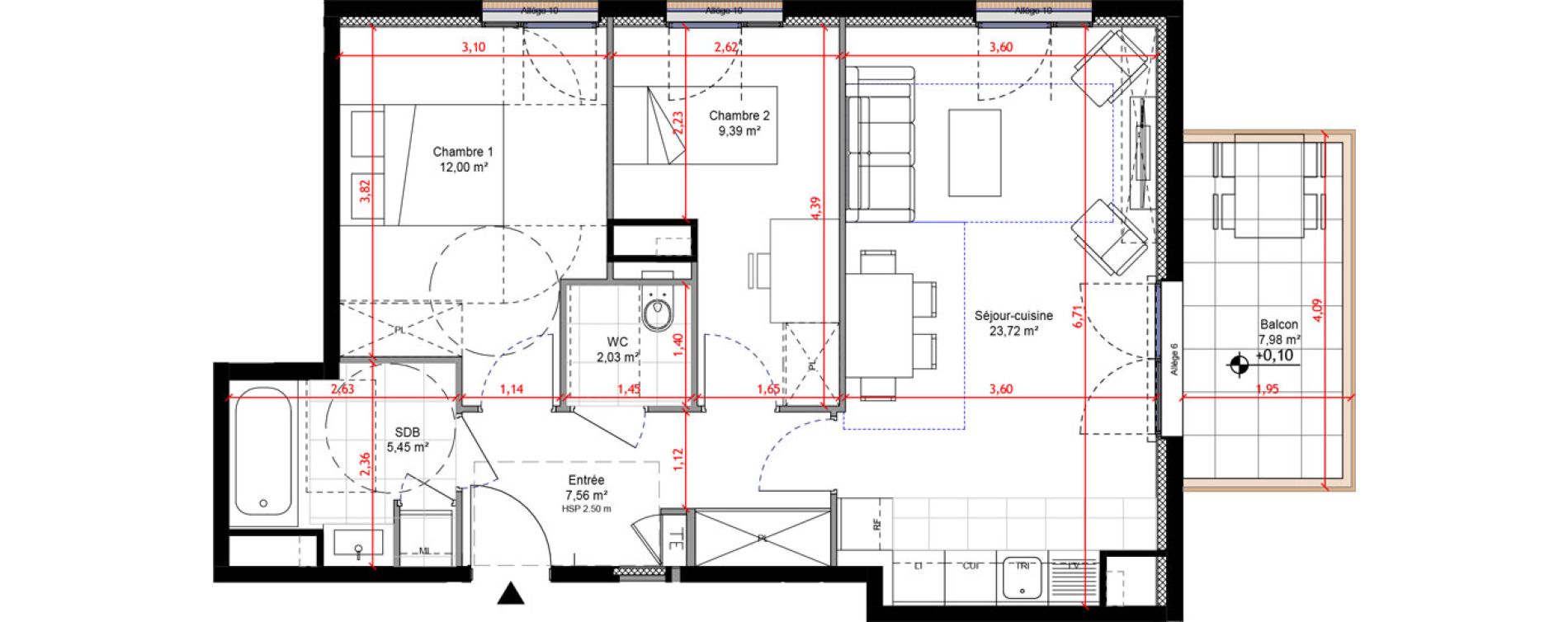 Appartement T3 de 60,15 m2 &agrave; Orly Carri&egrave;res - sentiers