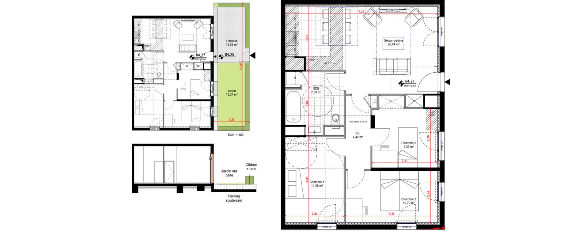 Appartement T4 de 70,21 m2 &agrave; Orly Carri&egrave;res - sentiers