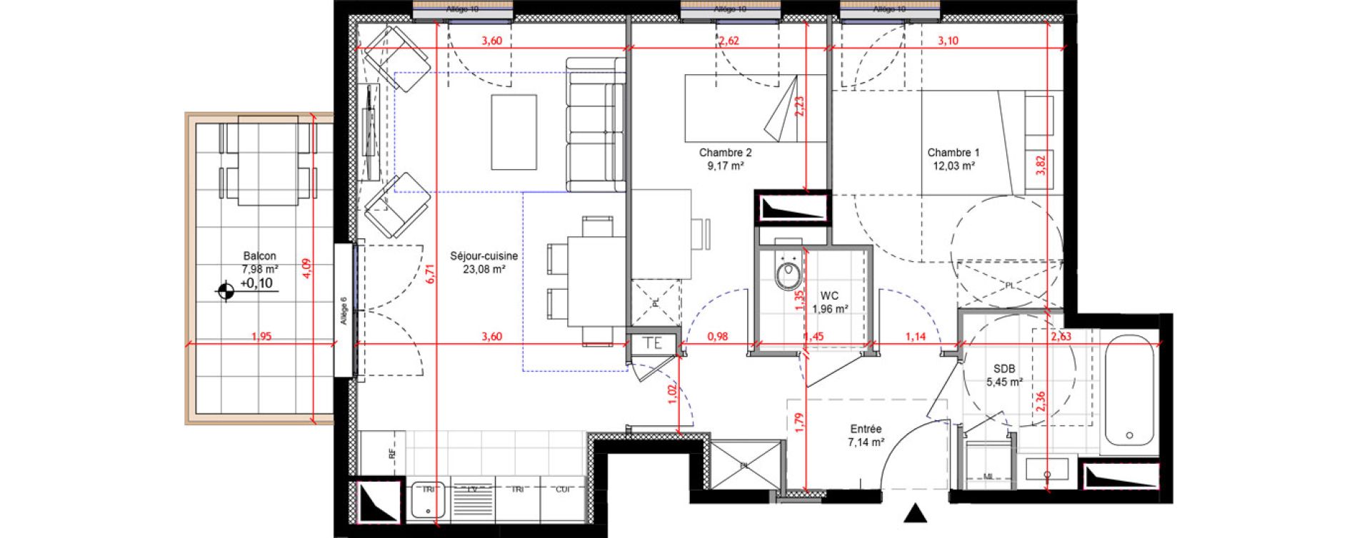 Appartement T3 de 58,83 m2 &agrave; Orly Carri&egrave;res - sentiers